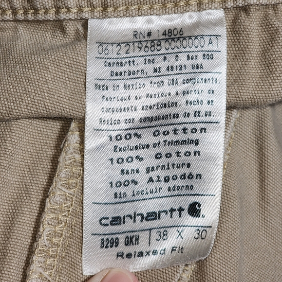 Carhartt Beige 100% Cotton Canvas Relaxed Fit Utility Cargo Pants Men's Sz 38X30 - Picture 9 of 11